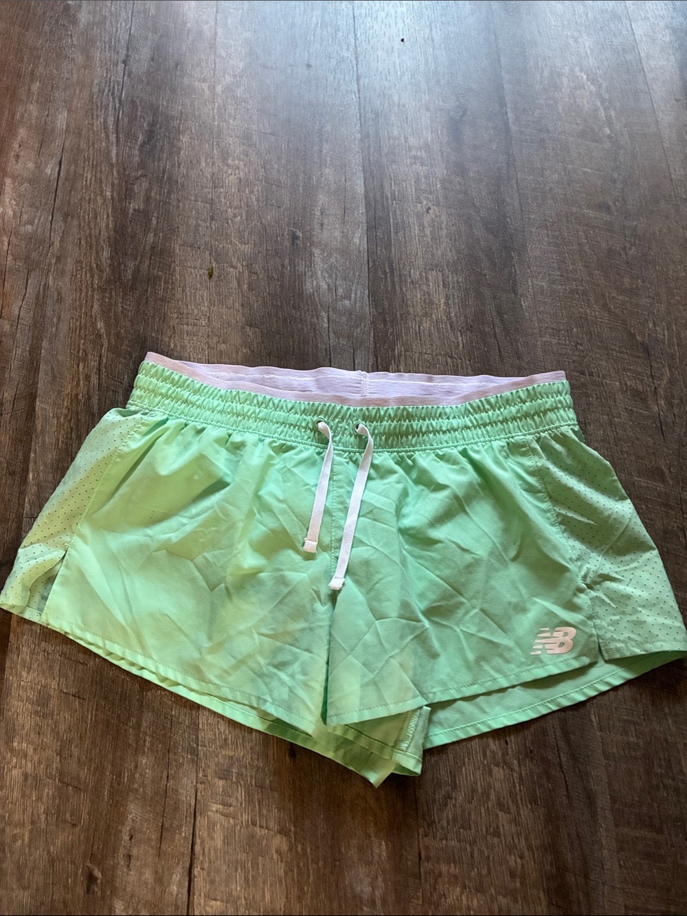 New Balance Women's Mint Green Athletic Shorts with White Drawstring